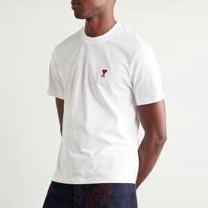 AMI PARIS | De Cœur embroidered organic cotton-jersey T-shirt